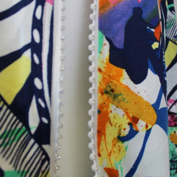 Sportelle PXL Zip Front Jacket Multicolor Floral Rhinestone Zipper Pockets - Picture 8 of 8